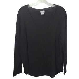 CHICO'S Black V-Neck Sweater Sz XL 3 FLAW